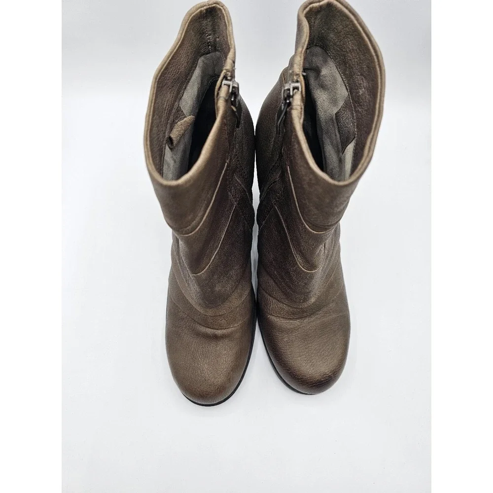 Vince Camuto Ankle Booties‎ Womens 8.5 Brown Leather Belta Round Toe Zipper